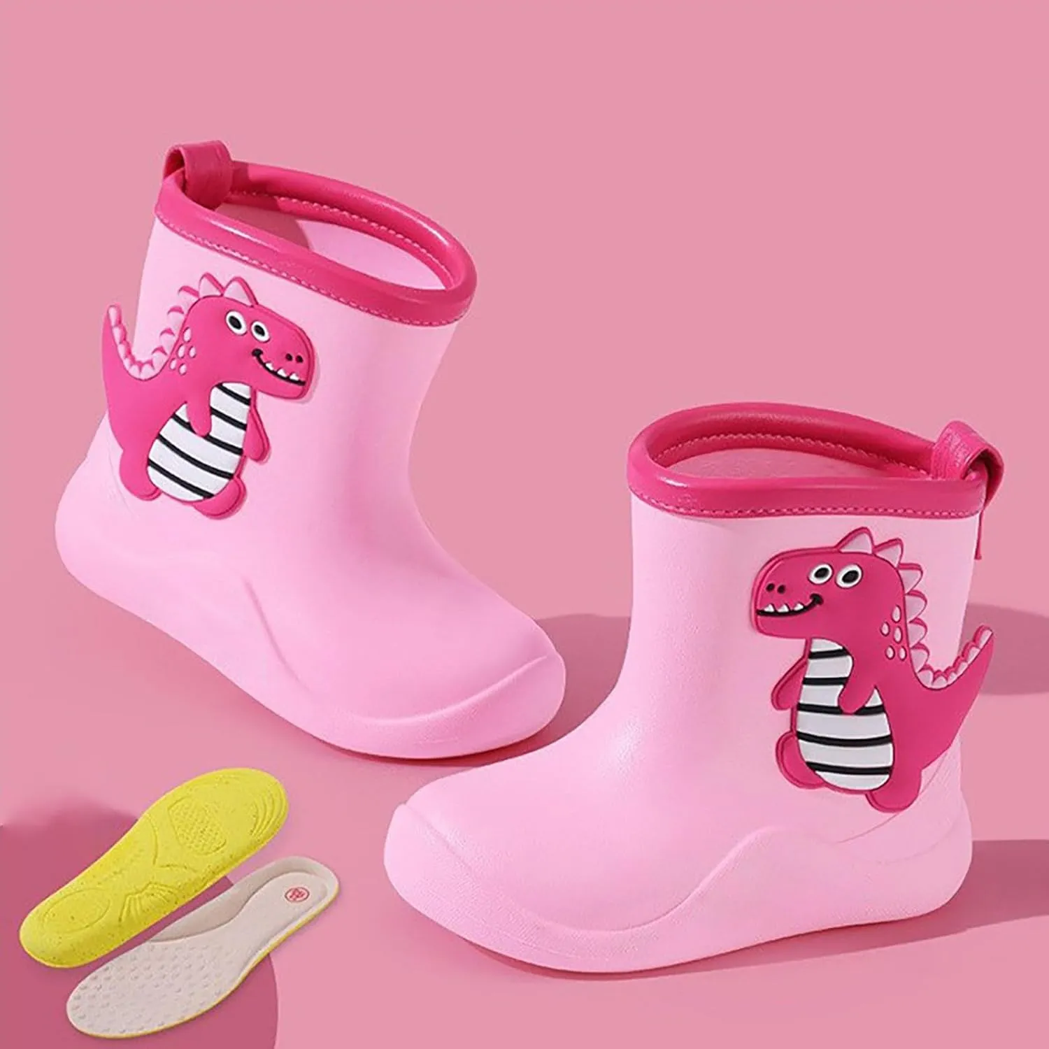 Kids Children Rain Boots Boys Girls Cartoo?? Dinosaur Waterproo?? Shoes Non Slip Rubber Rain Boots For Toddler Boys