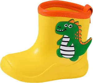 Kids Children Rain Boots Boys Girls Cartoo?? Dinosaur Waterproo?? Shoes Non Slip Rubber Rain Boots For Toddler Boys