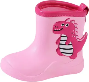 Kids Children Rain Boots Boys Girls Cartoo?? Dinosaur Waterproo?? Shoes Non Slip Rubber Rain Boots For Toddler Boys