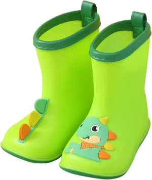 Kids Dinosaur Rain Boots for Boys Girls Mud Boots Waterproof Toddler Lightweight Rainboots with Easy-On Handles