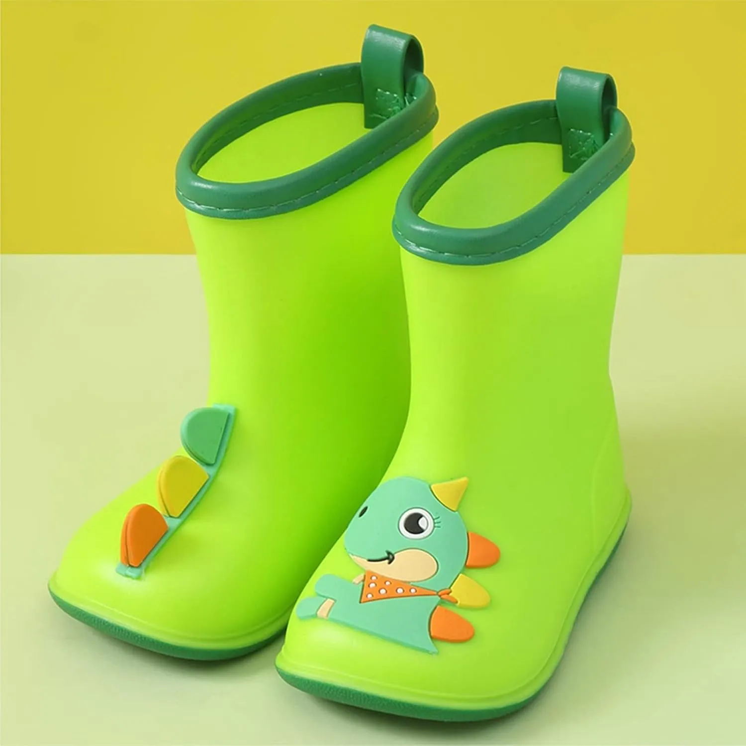 Kids Dinosaur Rain Boots for Boys Girls Mud Boots Waterproof Toddler Lightweight Rainboots with Easy-On Handles