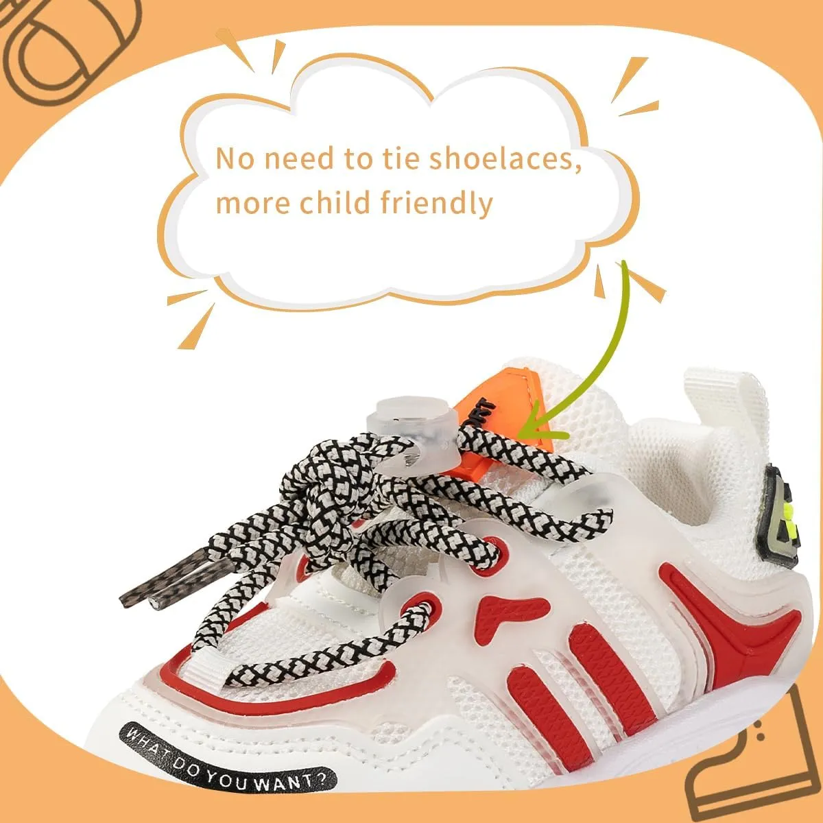 Kids Fashion Sneakers, Mesh Athletic Running Shoes, White and Red, Chunky Platform