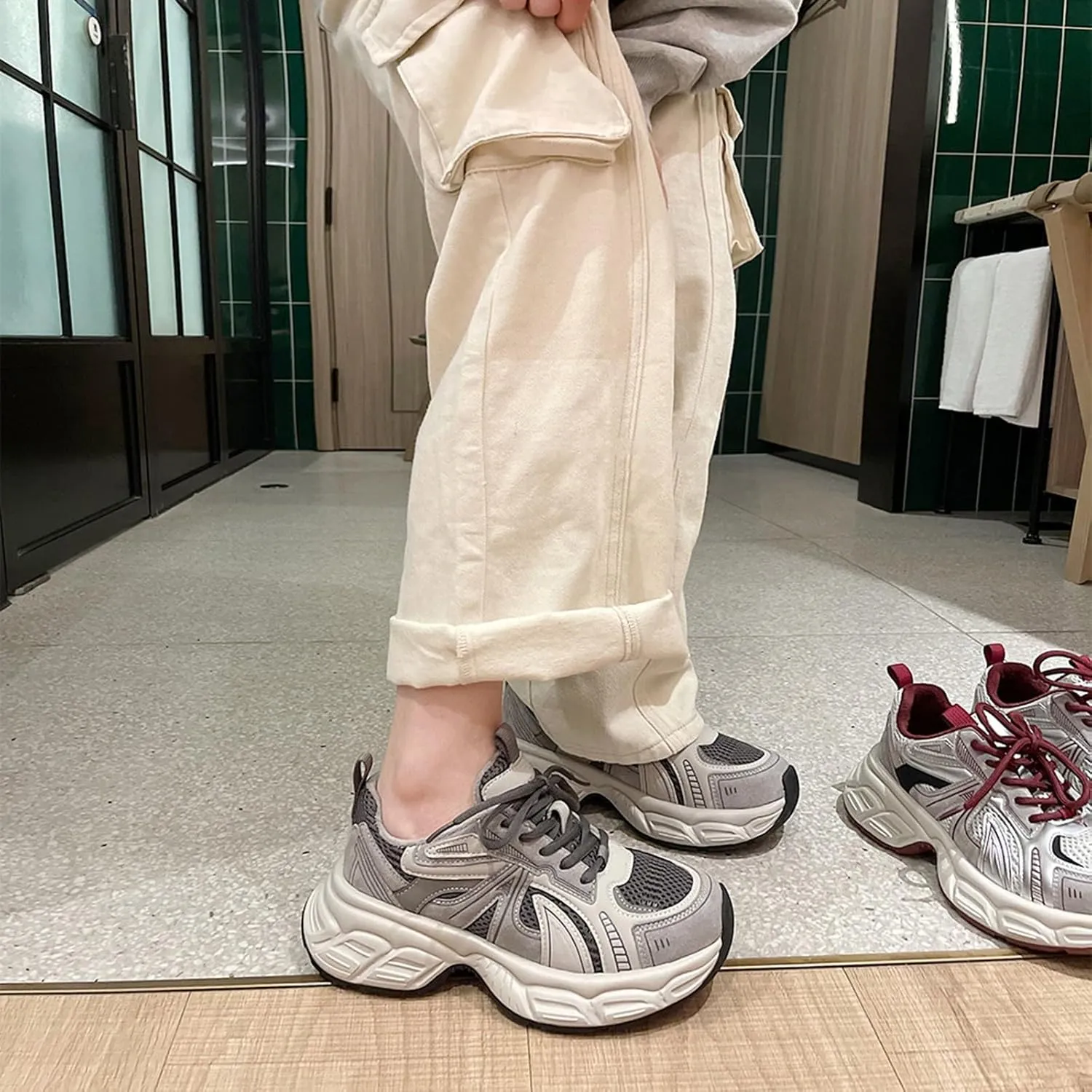 Kids Lace Sneakers Outdoor Running Non Slip Sport Shoes Cute Breathable Boys Girls Mesh Padded Sneakers for Toddler