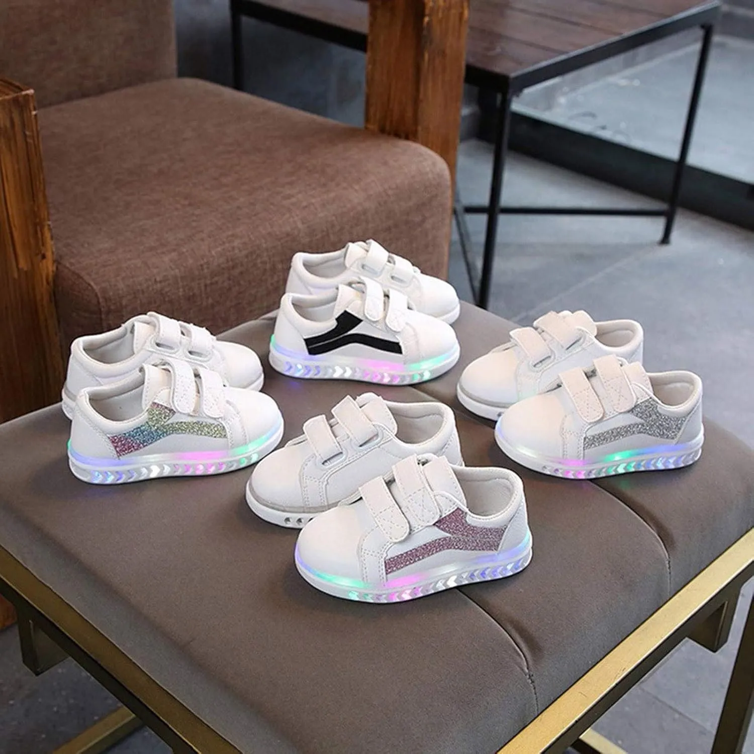 Kids Light Up Shoes Toddler Girls Boys Breathable Led Flashing Sneakers USB Charge Toddler First Walking Sneaker