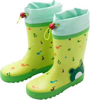 Kids Rain Boots Boys Girls Elastic Band Cute Cartoon Dinosaur Animals Printed Waterproof Anti-Slip Mid-calf Rainboots