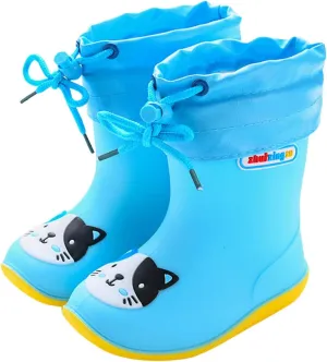 Kids Rain Boots Boys Girls Lightweight Boots Waterproof Easy-on Outdoor Playing Rain Boot Unisex-Child