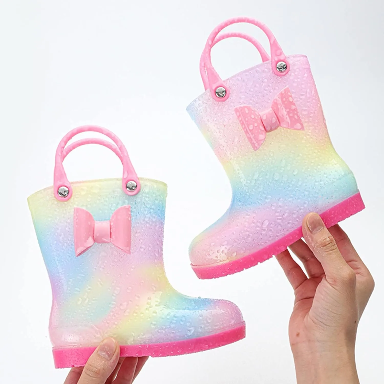 Kids Rain Boots Cartoon Bow Rainbow Rain Boots Girls Infant Rain Water Fashion Casual Boots