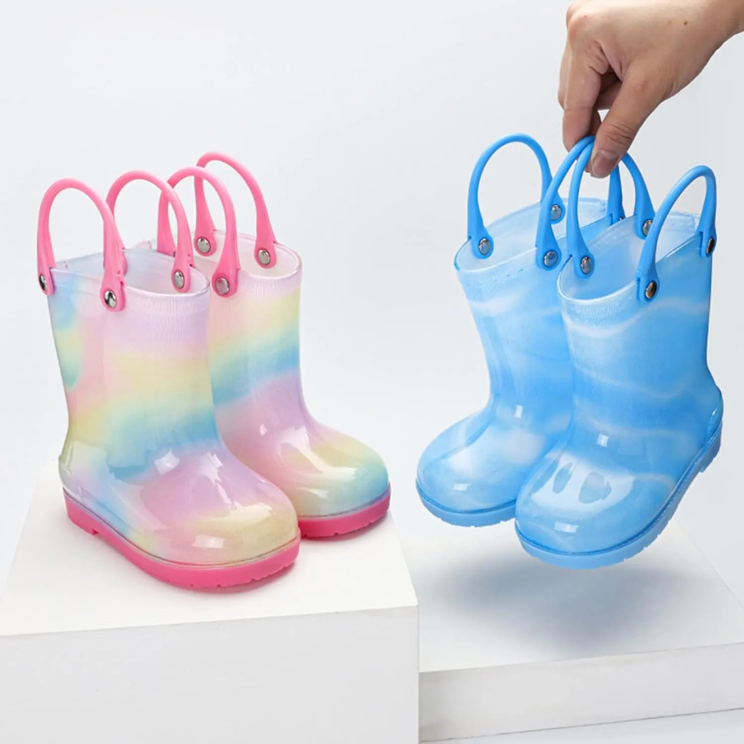 Kids Rain Boots Cartoon Bow Rainbow Rain Boots Girls Infant Rain Water Fashion Casual Boots