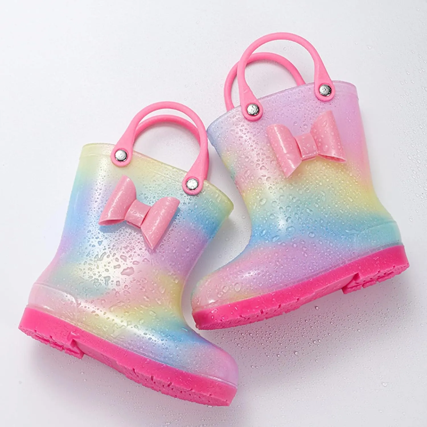 Kids Rain Boots Cartoon Bow Rainbow Rain Boots Girls Infant Rain Water Fashion Casual Boots