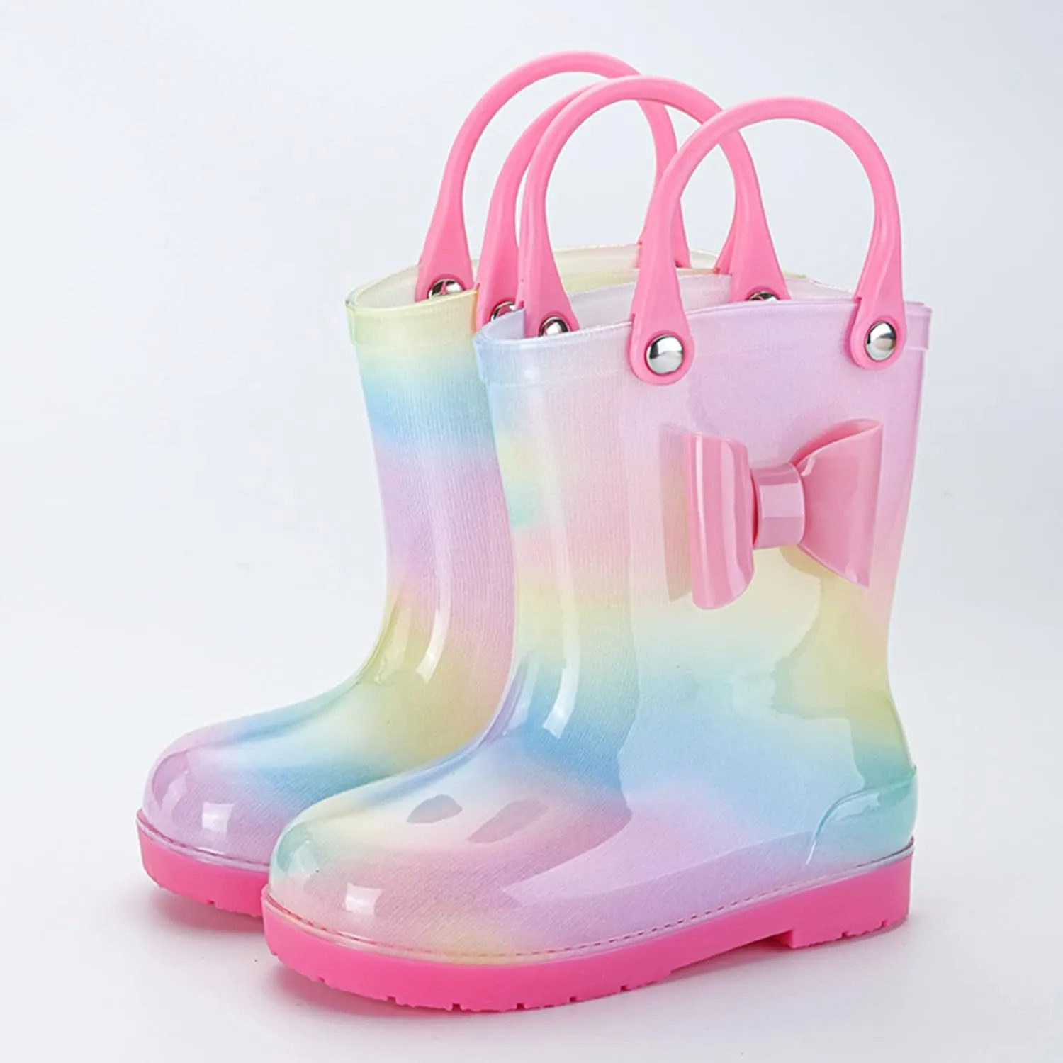 Kids Rain Boots Cartoon Bow Rainbow Rain Boots Girls Infant Rain Water Fashion Casual Boots