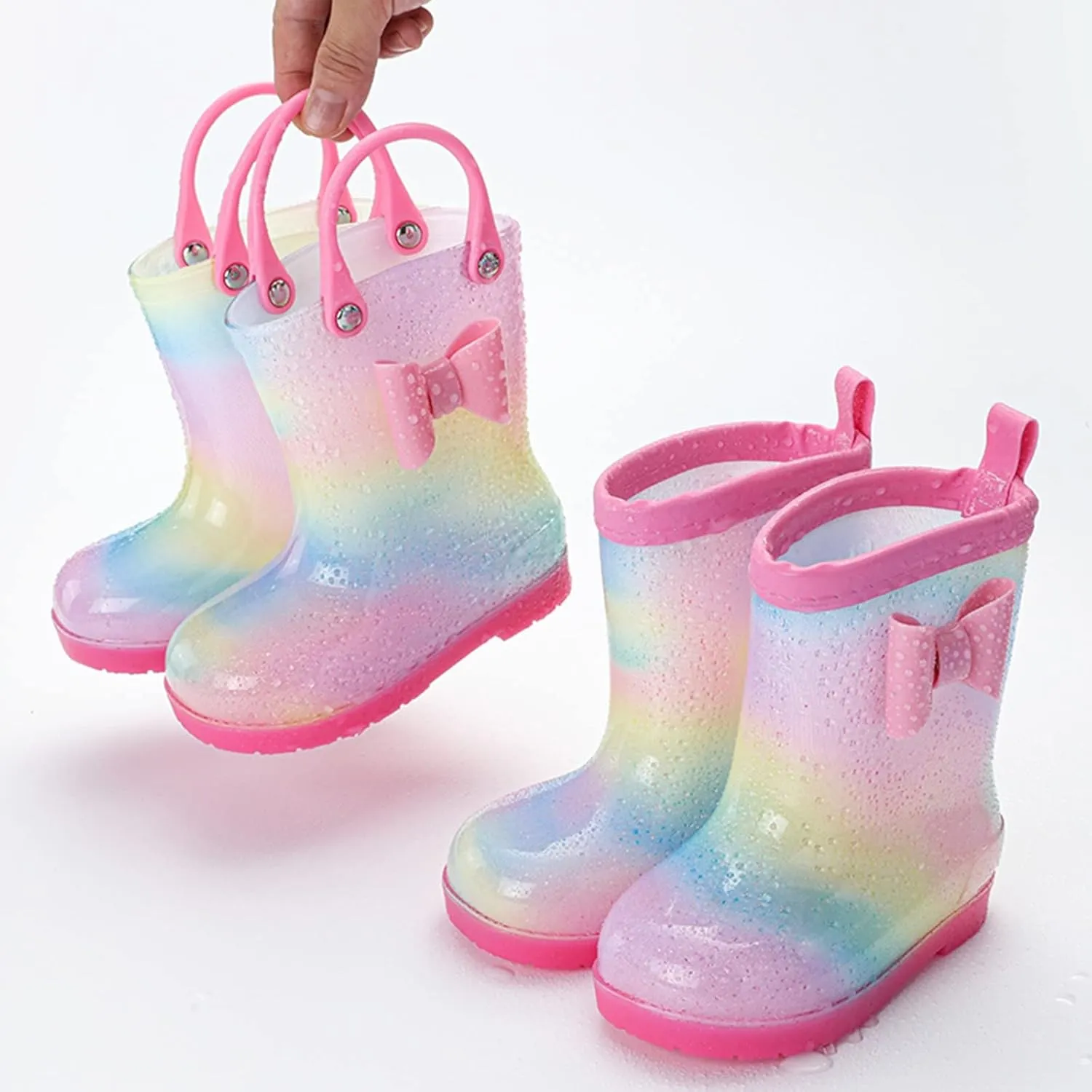 Kids Rain Boots Cartoon Bow Rainbow Rain Boots Girls Infant Rain Water Fashion Casual Boots