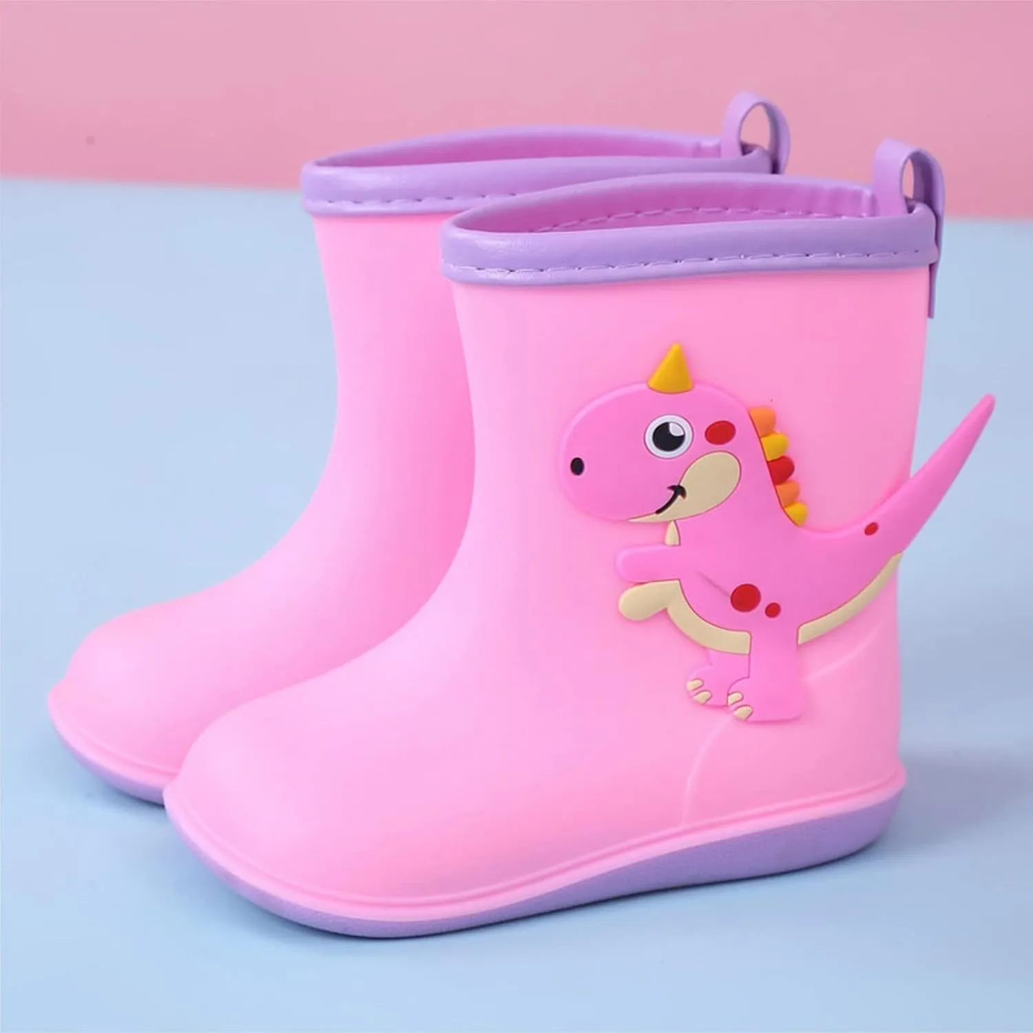 Kids Rain Boots for Girls Boys Toddler Waterproof Rubber Boots Cute Dinosaur Printed Water Boots Baby Water Shoes