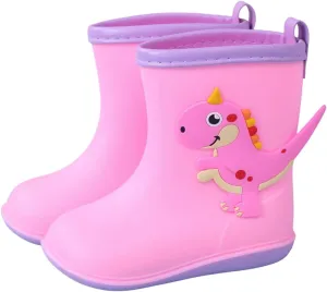 Kids Rain Boots for Girls Boys Toddler Waterproof Rubber Boots Cute Dinosaur Printed Water Boots Baby Water Shoes