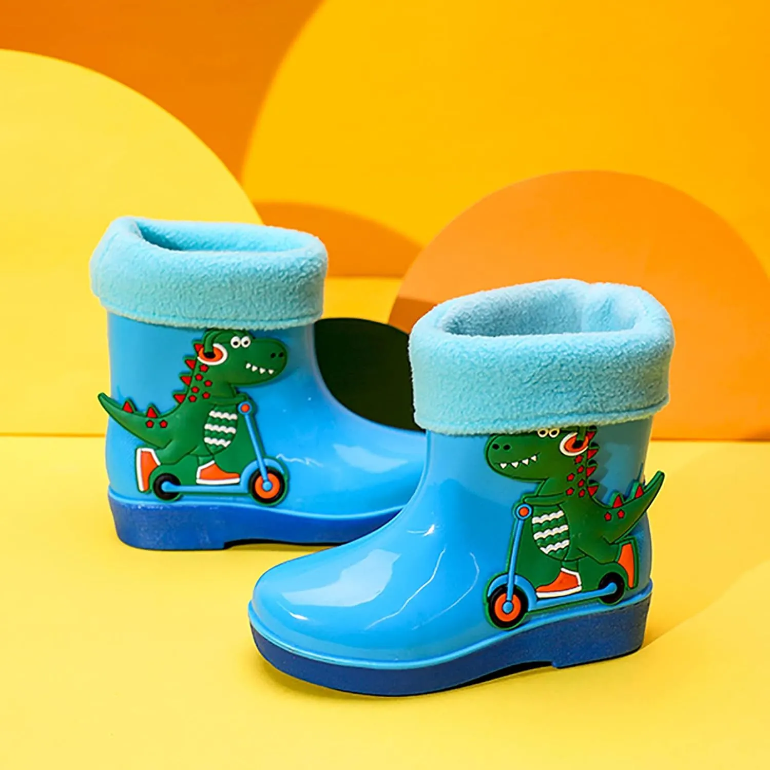 Kids Rain Boots for Girls Boys Toddler Waterproof Rubber Cute Dinosaur Mud Rubber Boots Winter Warm Toddler Boy Shoes
