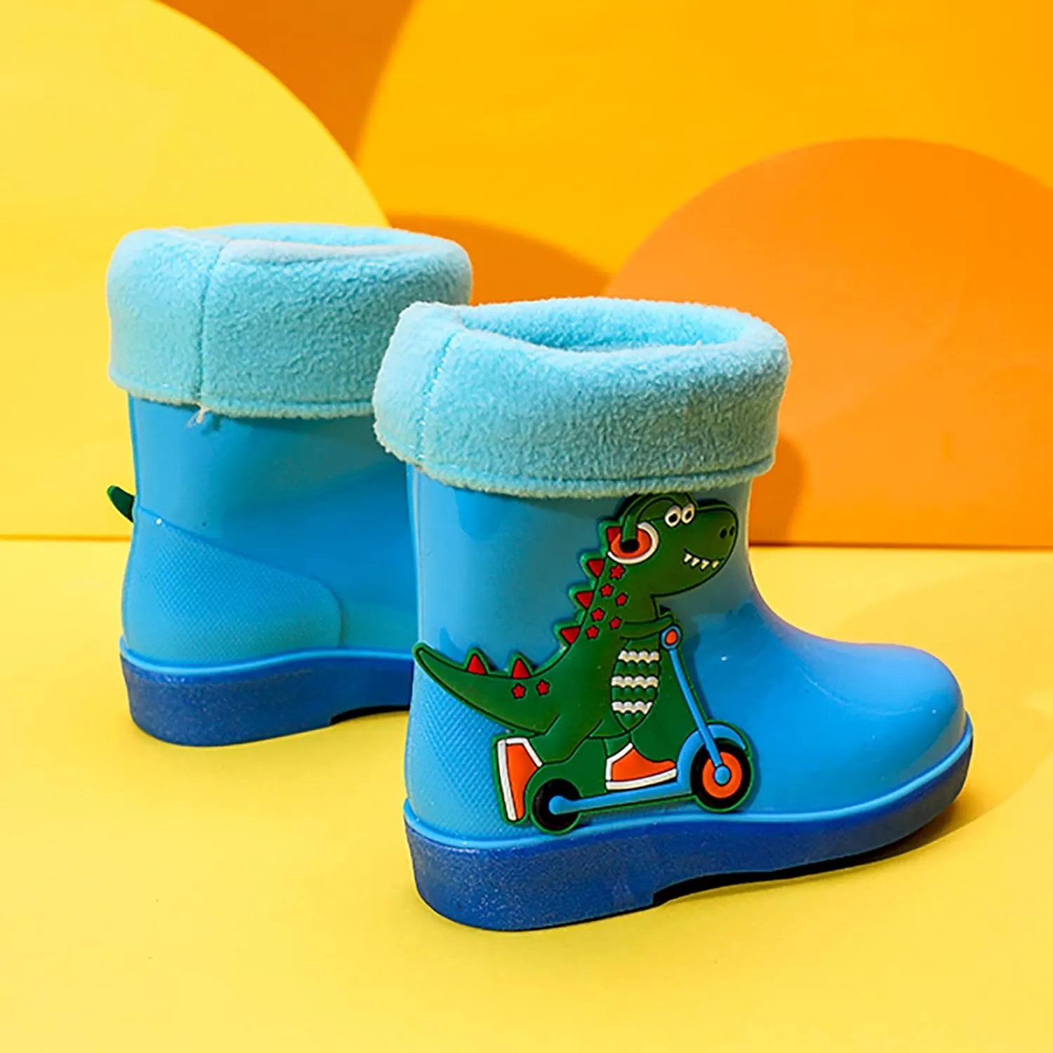 Kids Rain Boots for Girls Boys Toddler Waterproof Rubber Cute Dinosaur Mud Rubber Boots Winter Warm Toddler Boy Shoes