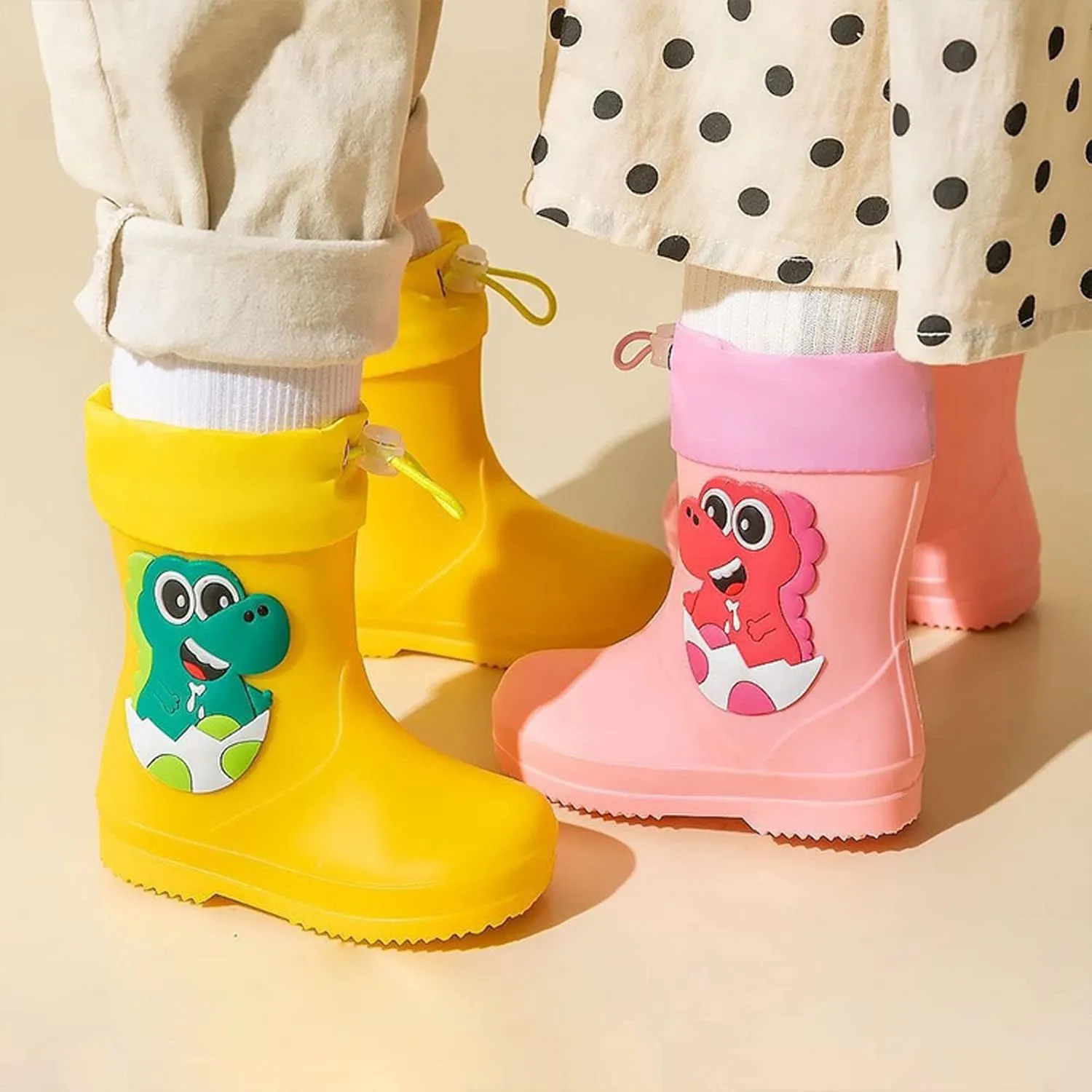 Kids Rain Boots for Girls Boys Toddler Waterproof Rubber Cute Printed with Easy-On Handles Big Kids Rain Boots