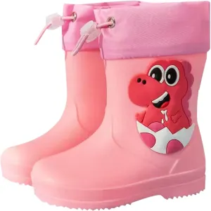 Kids Rain Boots for Girls Boys Toddler Waterproof Rubber Cute Printed with Easy-On Handles Big Kids Rain Boots