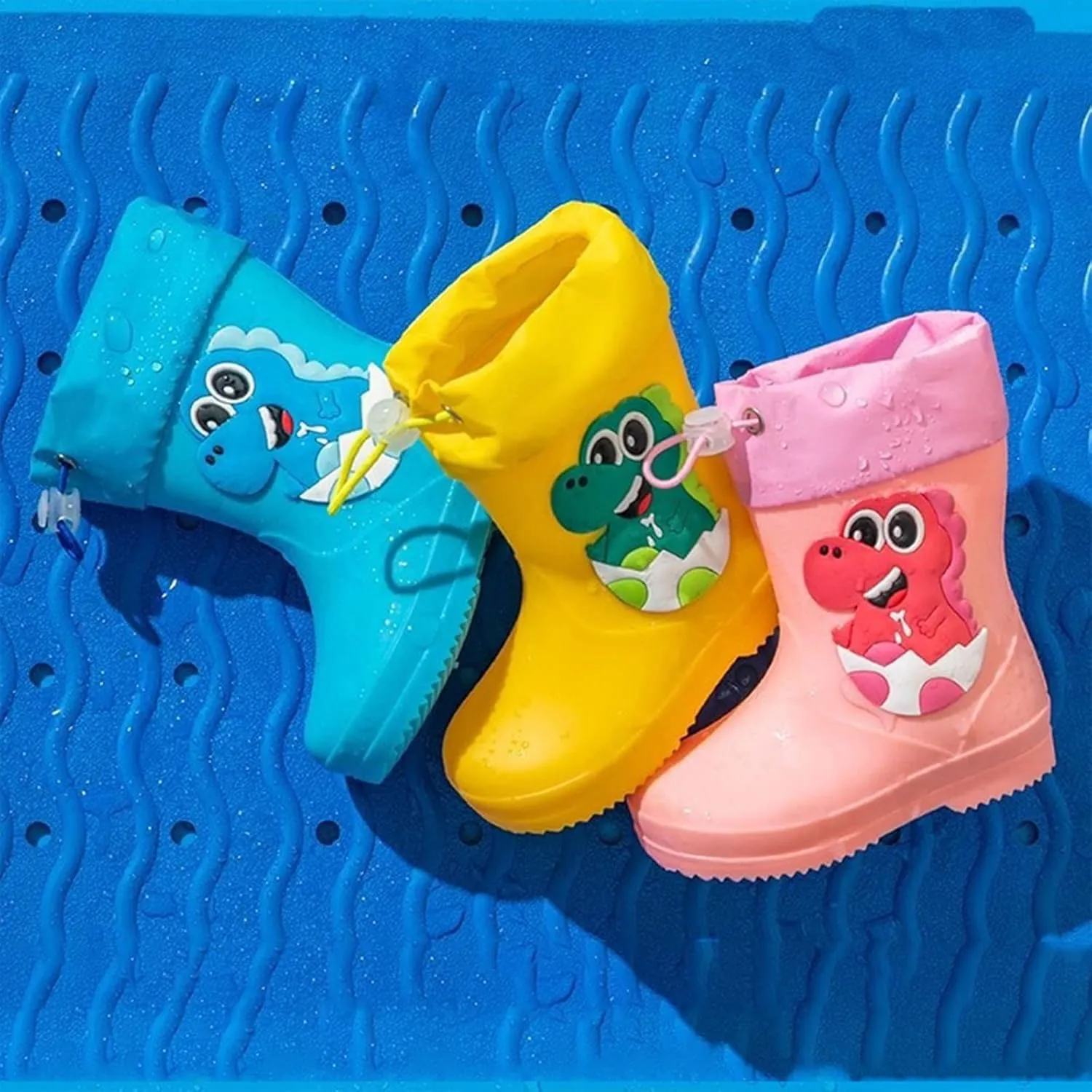 Kids Rain Boots for Girls Boys Toddler Waterproof Rubber Cute Printed with Easy-On Handles Big Kids Rain Boots
