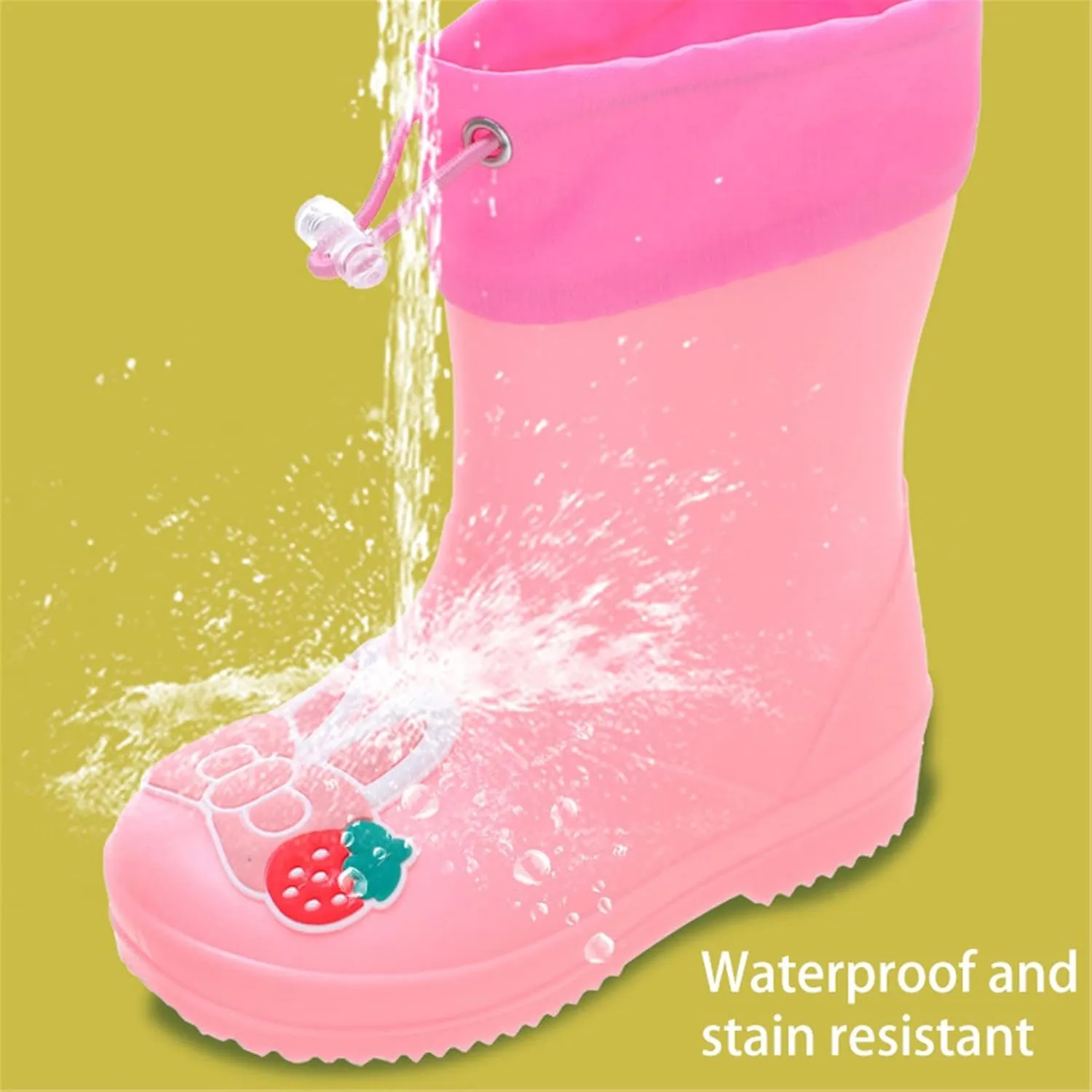 Kids Rain Boots for Girls Boys Waterproof Toddler Cute Cartoon Insulated Rubber Boots Kids Mud Boots Rain Shoes