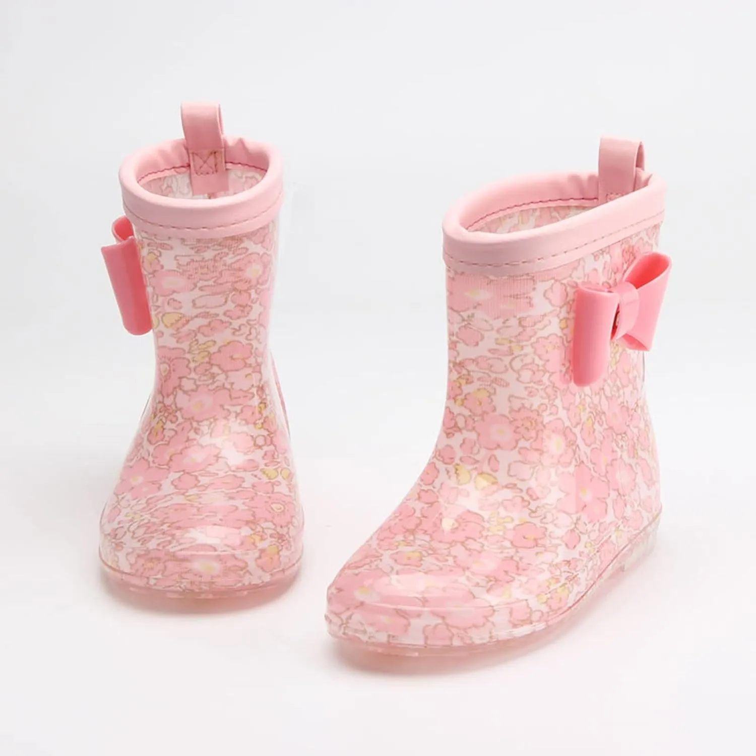 Kids Rain Boots, Toddler Girls Boys Rain Boots Waterproof Water Shoes Non-Slip Mud Boots with Easy-on Handles