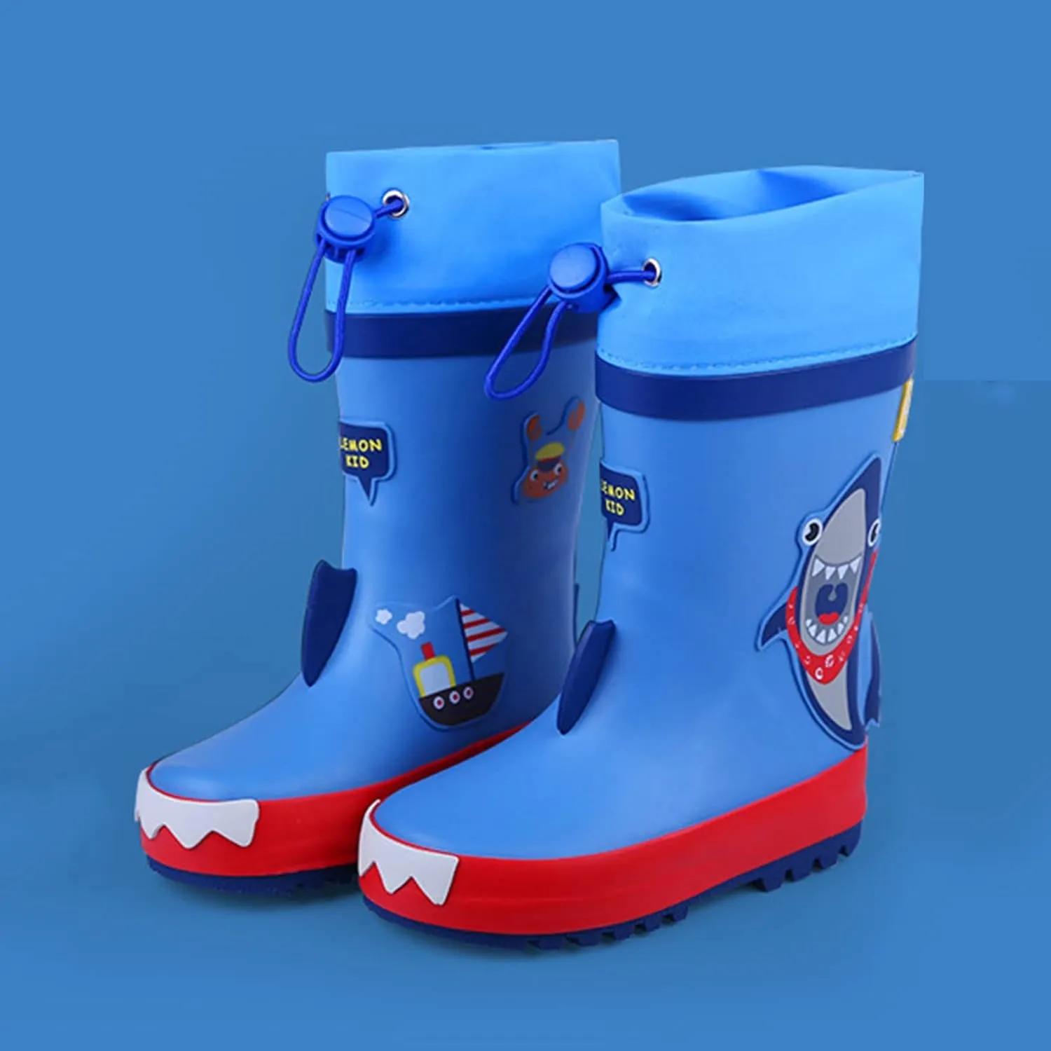 Kids Rain Boots Unisex Children Waterproof Rubber Boots Dinosaur Toddler Rain Shoes Non Slip for Boys and Baby Booties