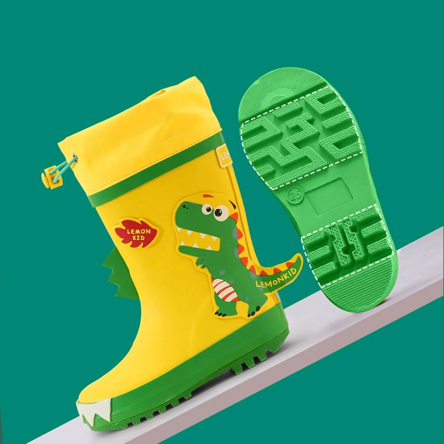 Kids Rain Boots Unisex Children Waterproof Rubber Boots Dinosaur Toddler Rain Shoes Non Slip for Boys and Girls