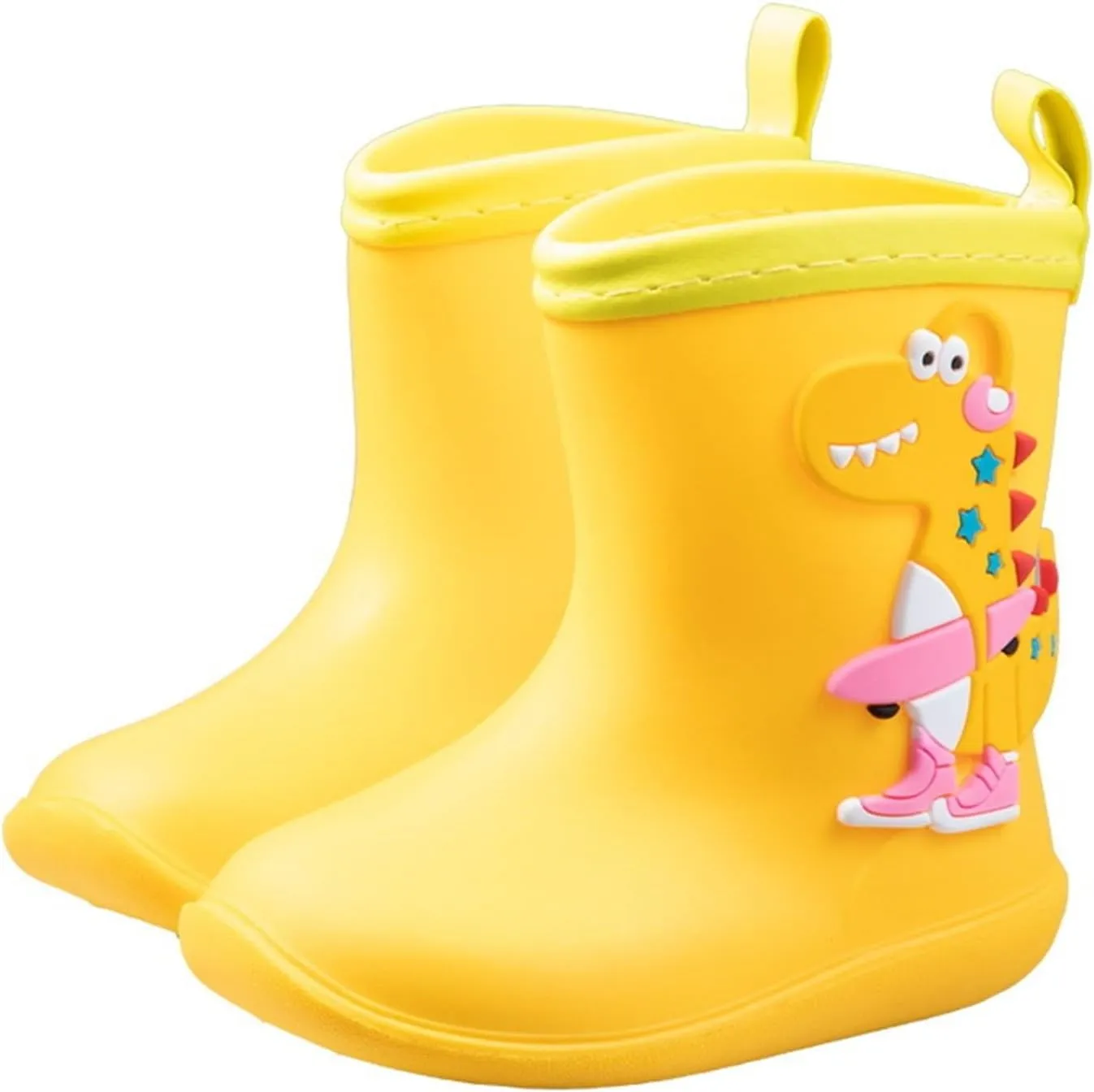 Kids Rubber Rain Boots Toddler Non Slip Water Shoes Cute Cartoon Dinosaur Waterproof Boots for Boys Girls