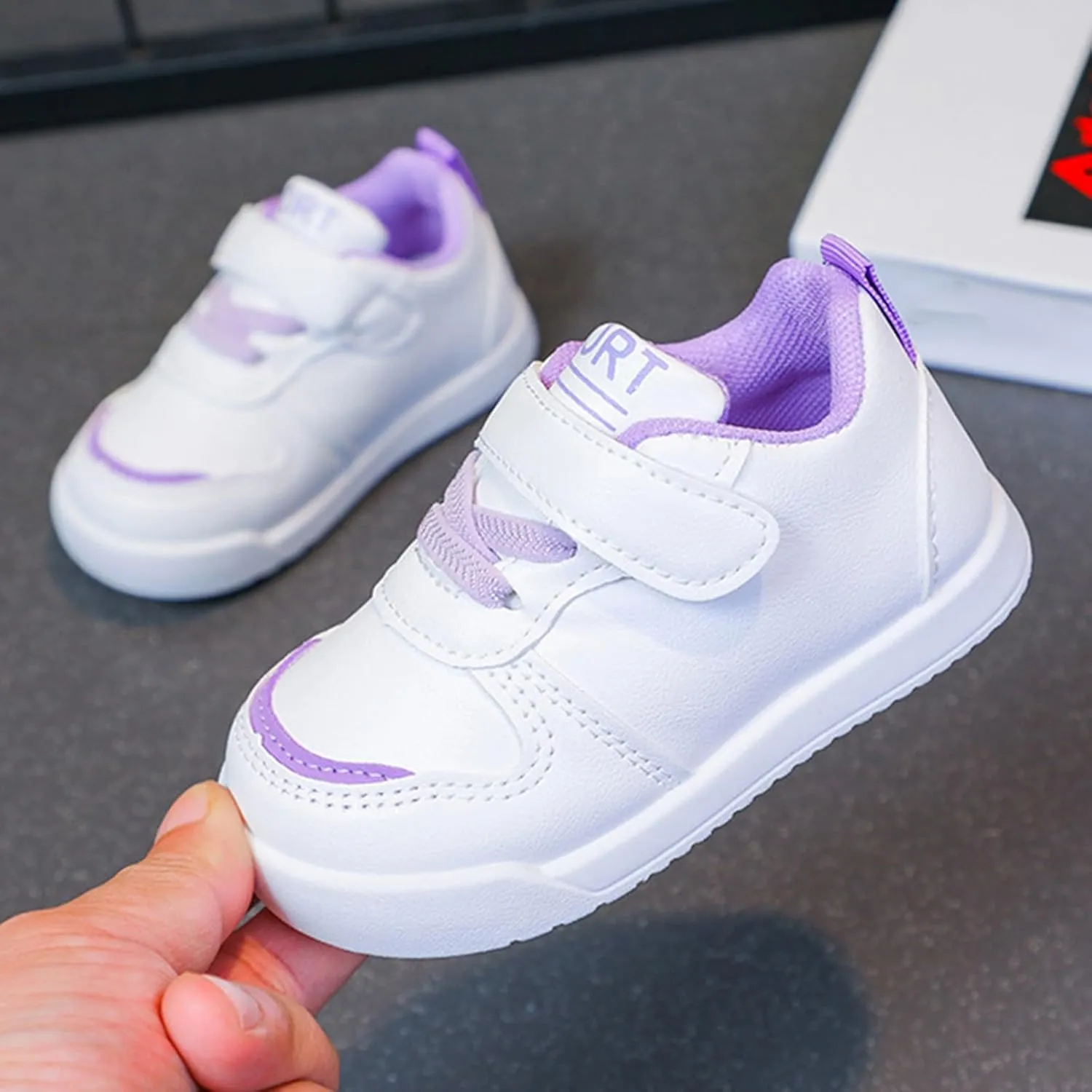Kids Sneakers Flat Non Slip Running Sport Shoes Boys Girls Outdoor Athletic No Lace Padded Sole Sneakers Lightweight