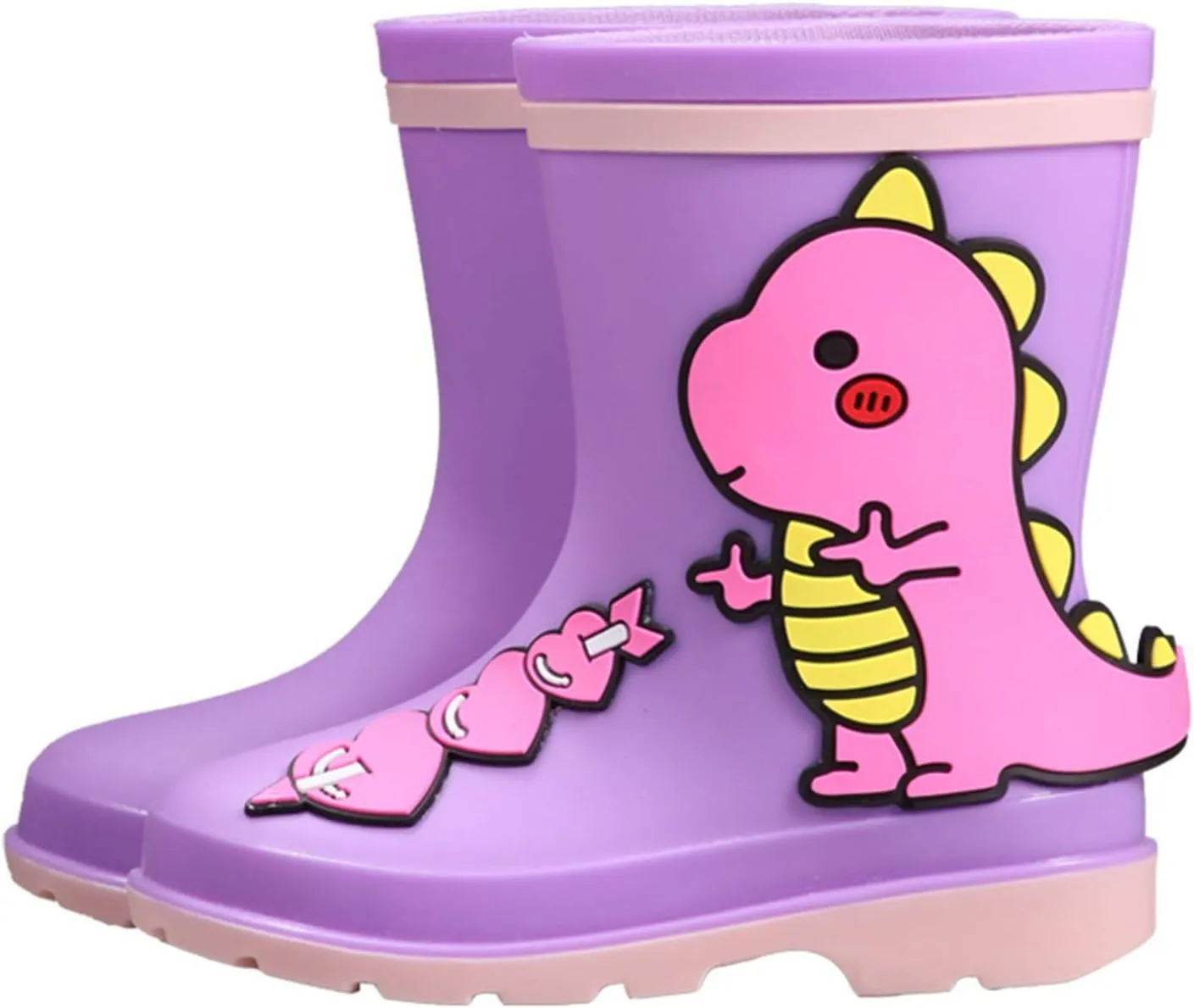Kids Toddler Rain Boots for Girls Boys Dinosaur Cartoon Patterns Waterproof Rain Shoes Boot with Non Slip Sole