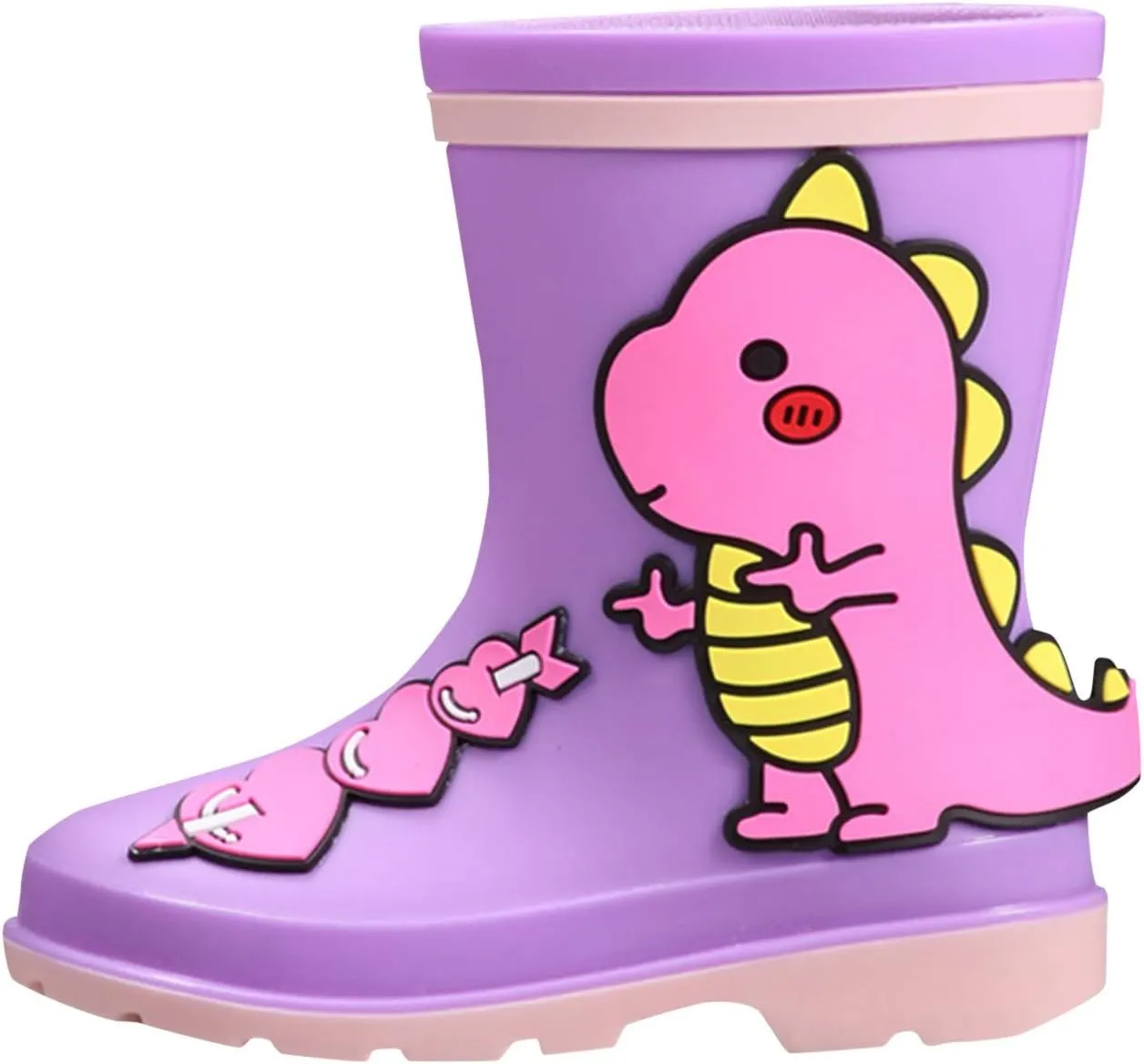 Kids Toddler Rain Boots for Girls Boys Dinosaur Cartoon Patterns Waterproof Rain Shoes Boot with Non Slip Sole