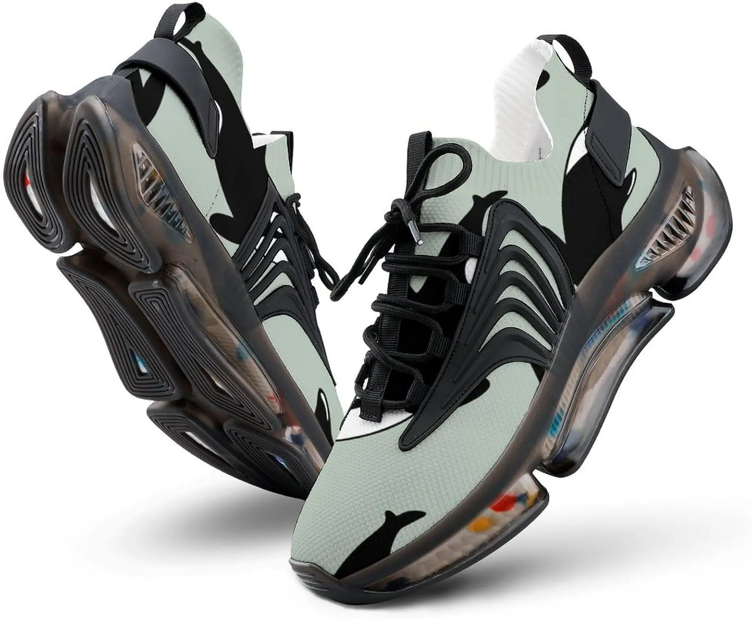 Killer Whales Walking Shoes for Men Lightweight Tennis Fashion Elastic Sports Shoes Cushion Basketball Shoes