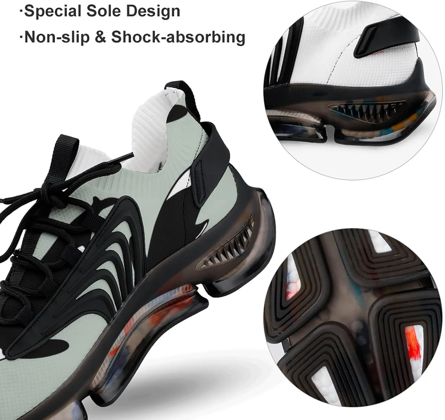Killer Whales Walking Shoes for Men Lightweight Tennis Fashion Elastic Sports Shoes Cushion Basketball Shoes