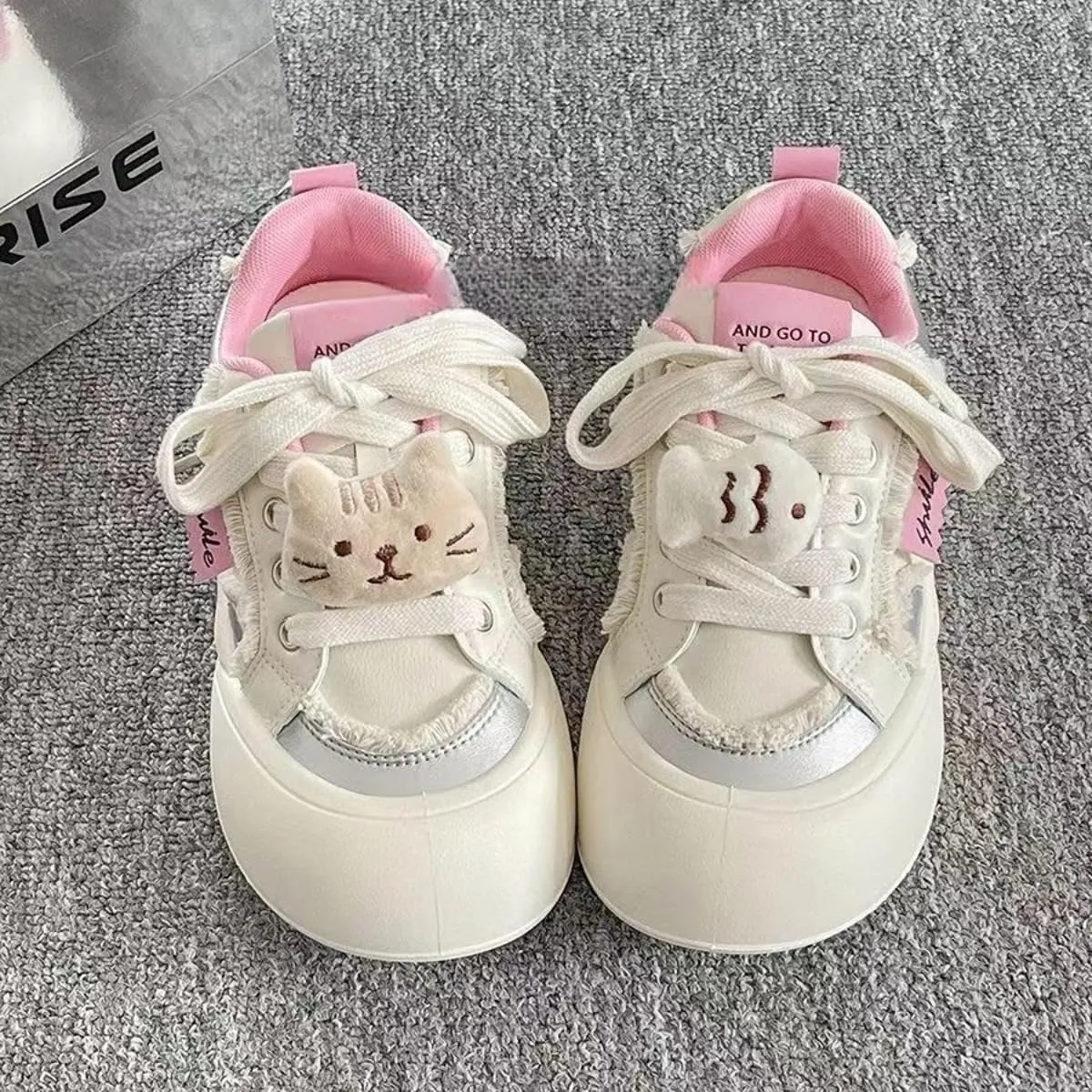 Kitten Chunky Sneakers for Women & Girls Cute Y2K Platform Walking Shoes with Socks & Accessories