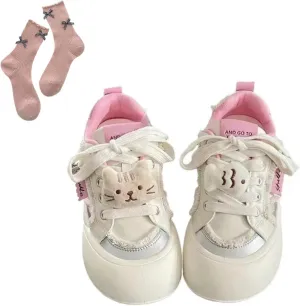 Kitten Chunky Sneakers for Women & Girls Cute Y2K Platform Walking Shoes with Socks & Accessories