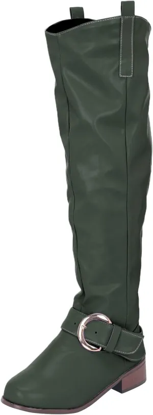 Knee High Boots Women Low Heel Winter Boots for Women 2024 Women's Roman Style Chunky Heel Buckle Boots Booties