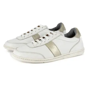 Kwaru : Ladies Leather Sneaker in White Cayak & Bark Domus