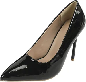 Ladies Solid Colour Bright Leather Pointed Fine Heel Shallow Mouth Large Size Single Shoes High Heels Women Footwear, 6.5 Wide