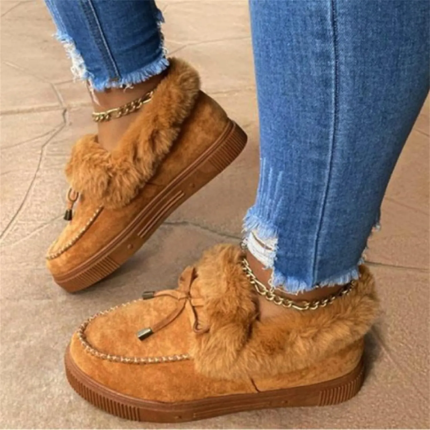 Ladmiple Womens Snow Boots Warm Ankle Booties Comfortable Lace Up Outdoor Fur Lined Walking Winter Shoes Combat Boots