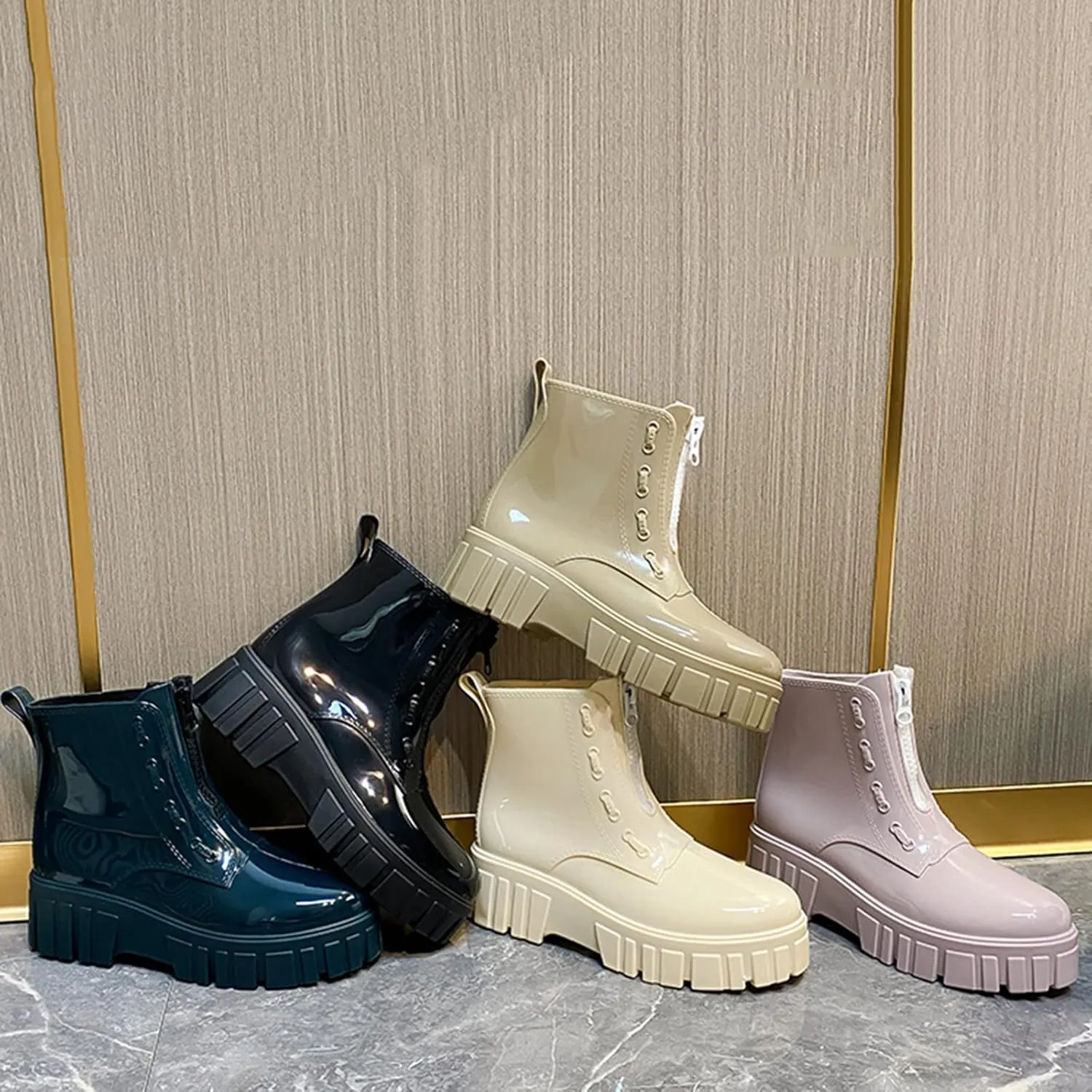 Lady Shoes Punk Style Snow Boots Women Non Slip Fleece Socks Inside Rain Boots Outdoor Rubber Water Shoes 12 Women Boots