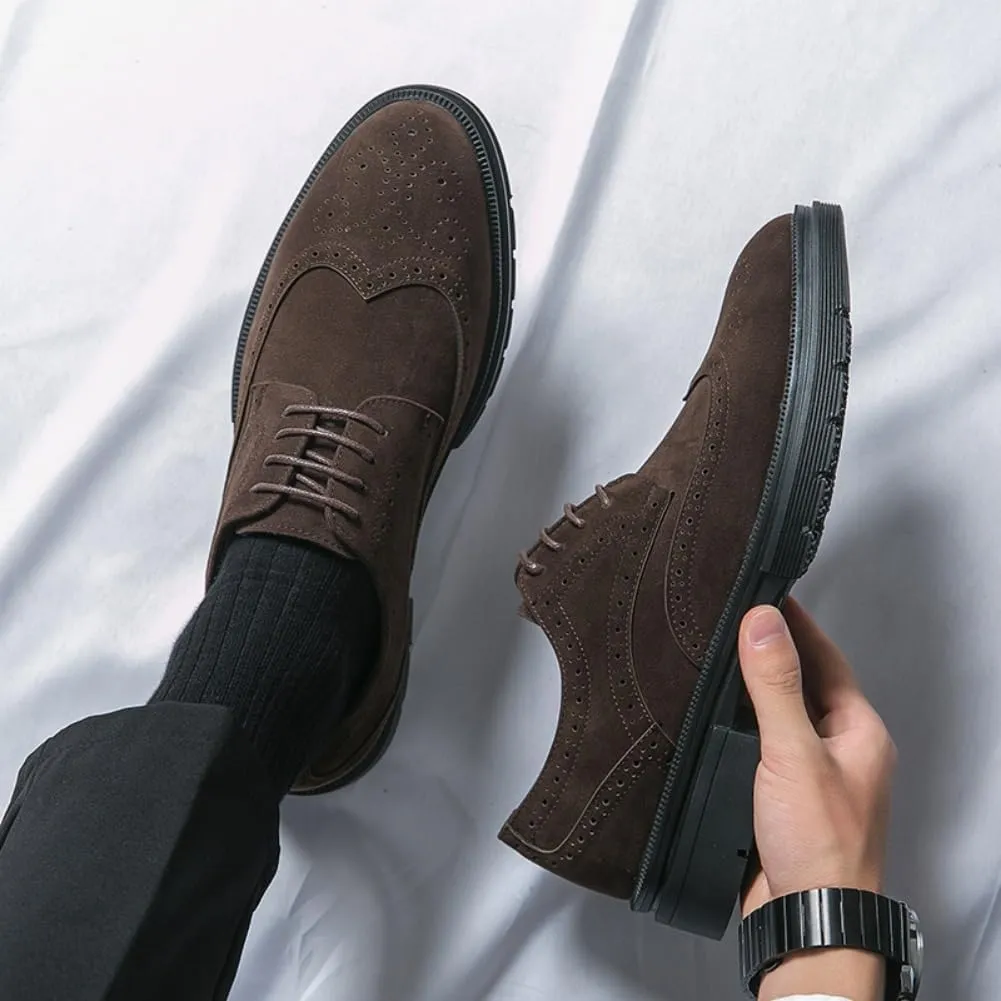 Leather Loafers for Men Suede Upper Fashion Outdoor Breathable Block Shoes Tenis para Hombre Designer Slip-on Shoes