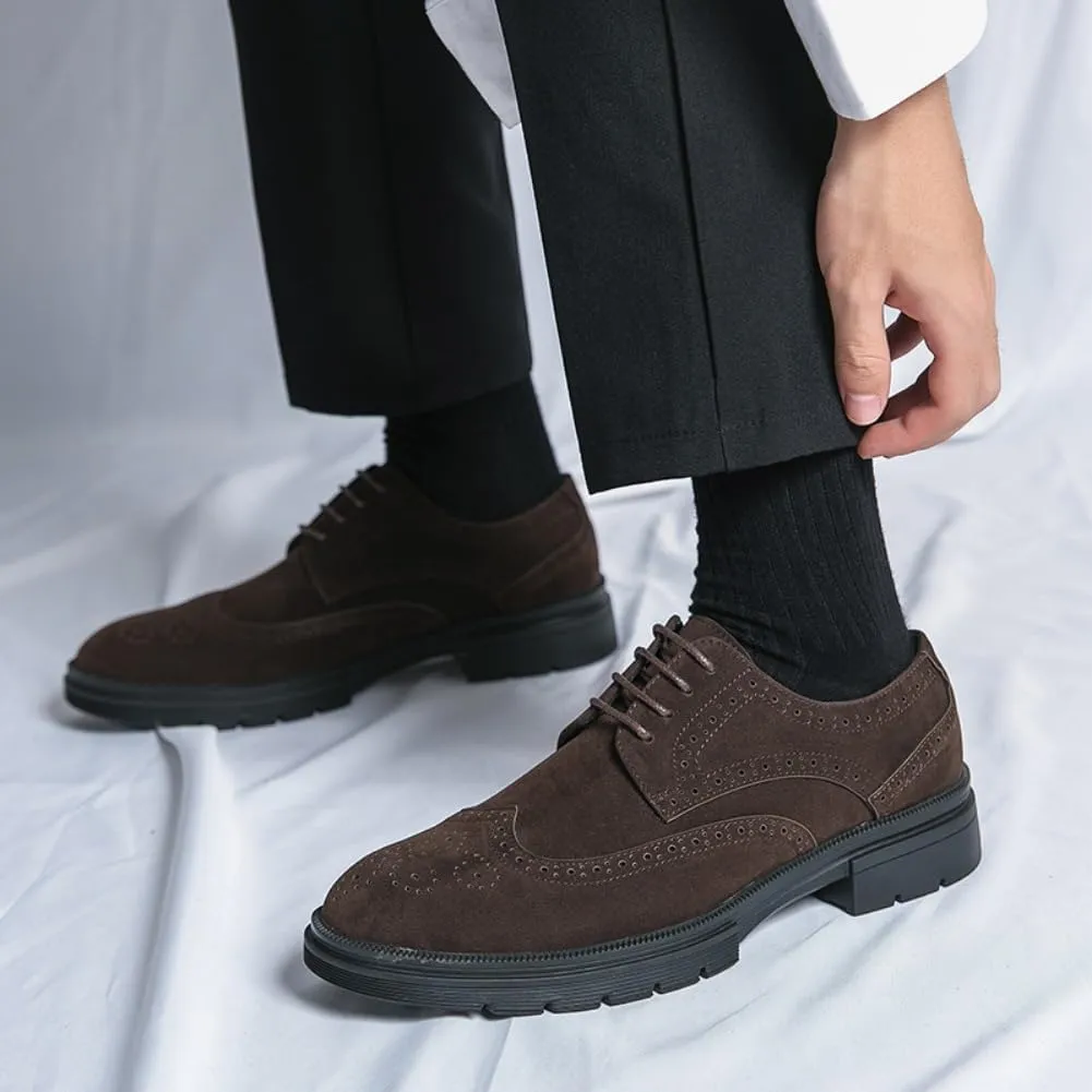 Leather Loafers for Men Suede Upper Fashion Outdoor Breathable Block Shoes Tenis para Hombre Designer Slip-on Shoes