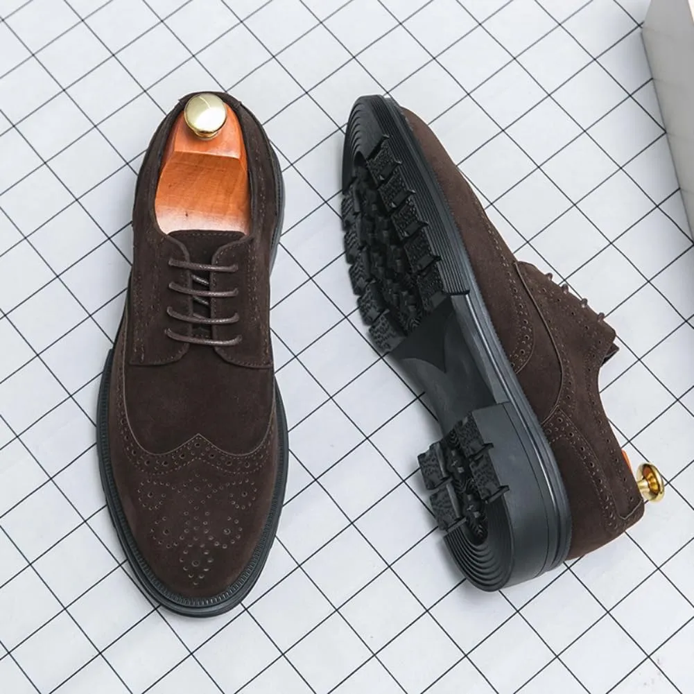 Leather Loafers for Men Suede Upper Fashion Outdoor Breathable Block Shoes Tenis para Hombre Designer Slip-on Shoes