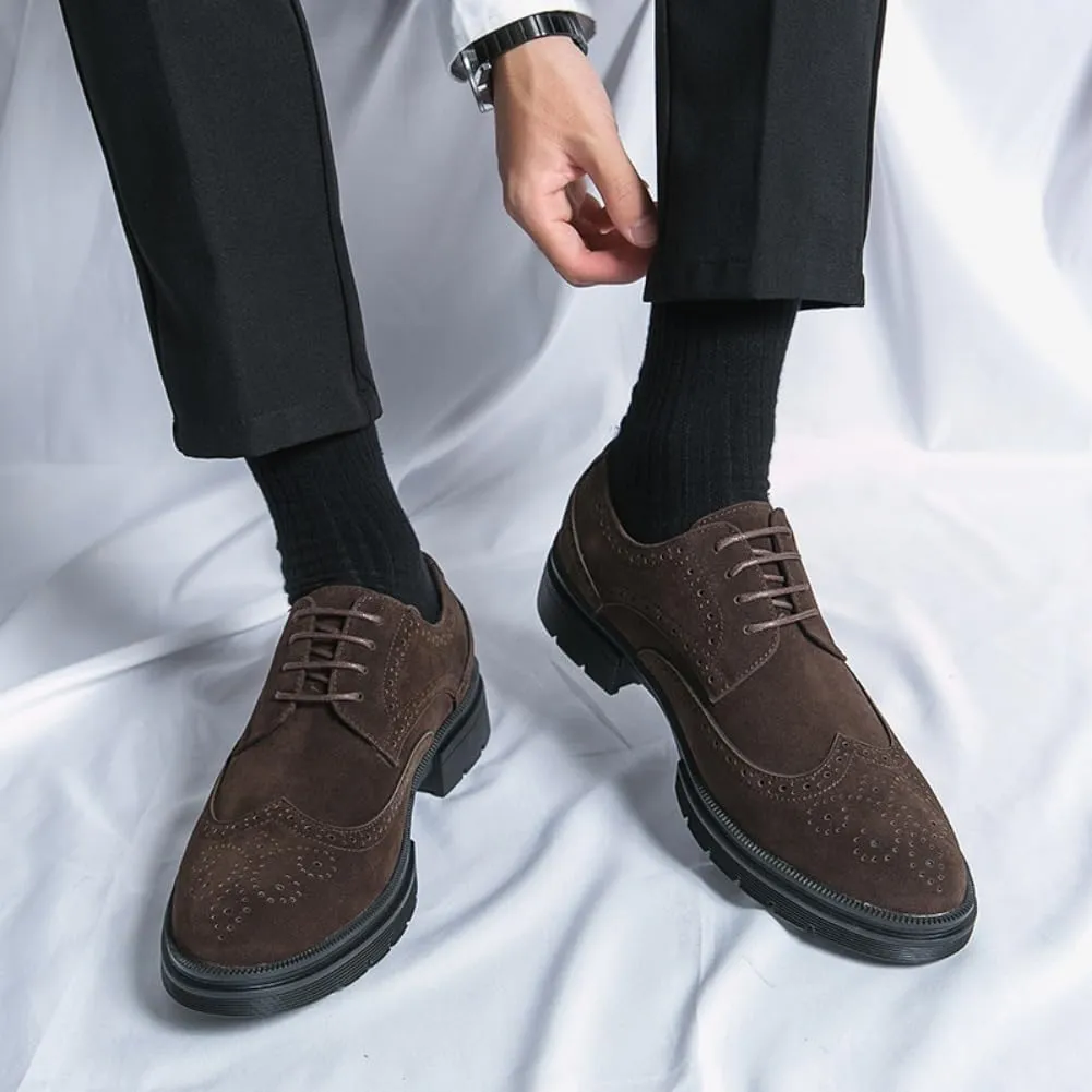 Leather Loafers for Men Suede Upper Fashion Outdoor Breathable Block Shoes Tenis para Hombre Designer Slip-on Shoes