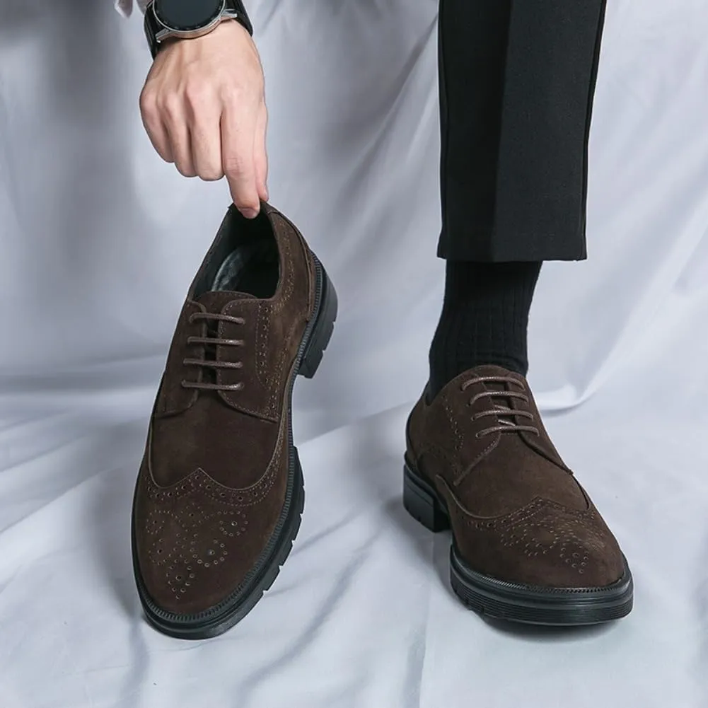 Leather Loafers for Men Suede Upper Fashion Outdoor Breathable Block Shoes Tenis para Hombre Designer Slip-on Shoes
