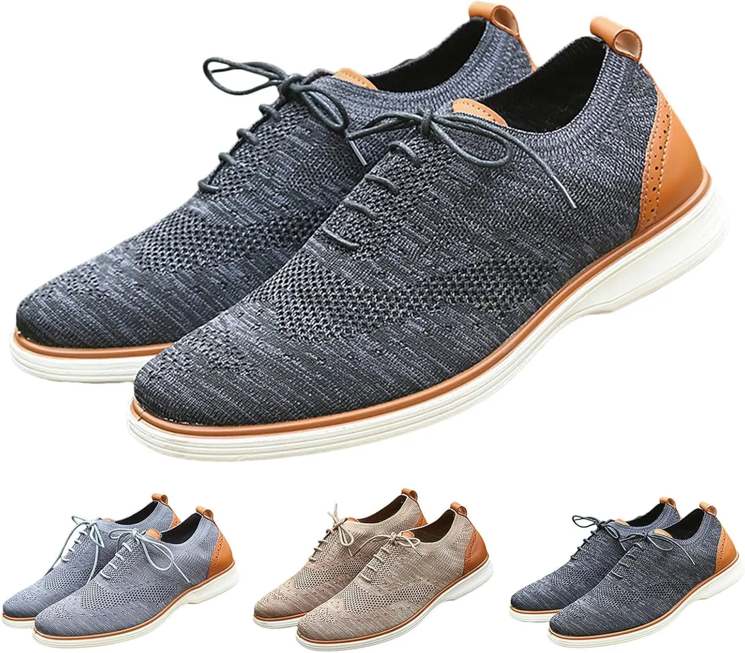 Leisure Men Four Seasons Mesh Non Slip Flat Round Toe Breathable Lace Up Lazy Leisure Shoes Foams Shoes Men