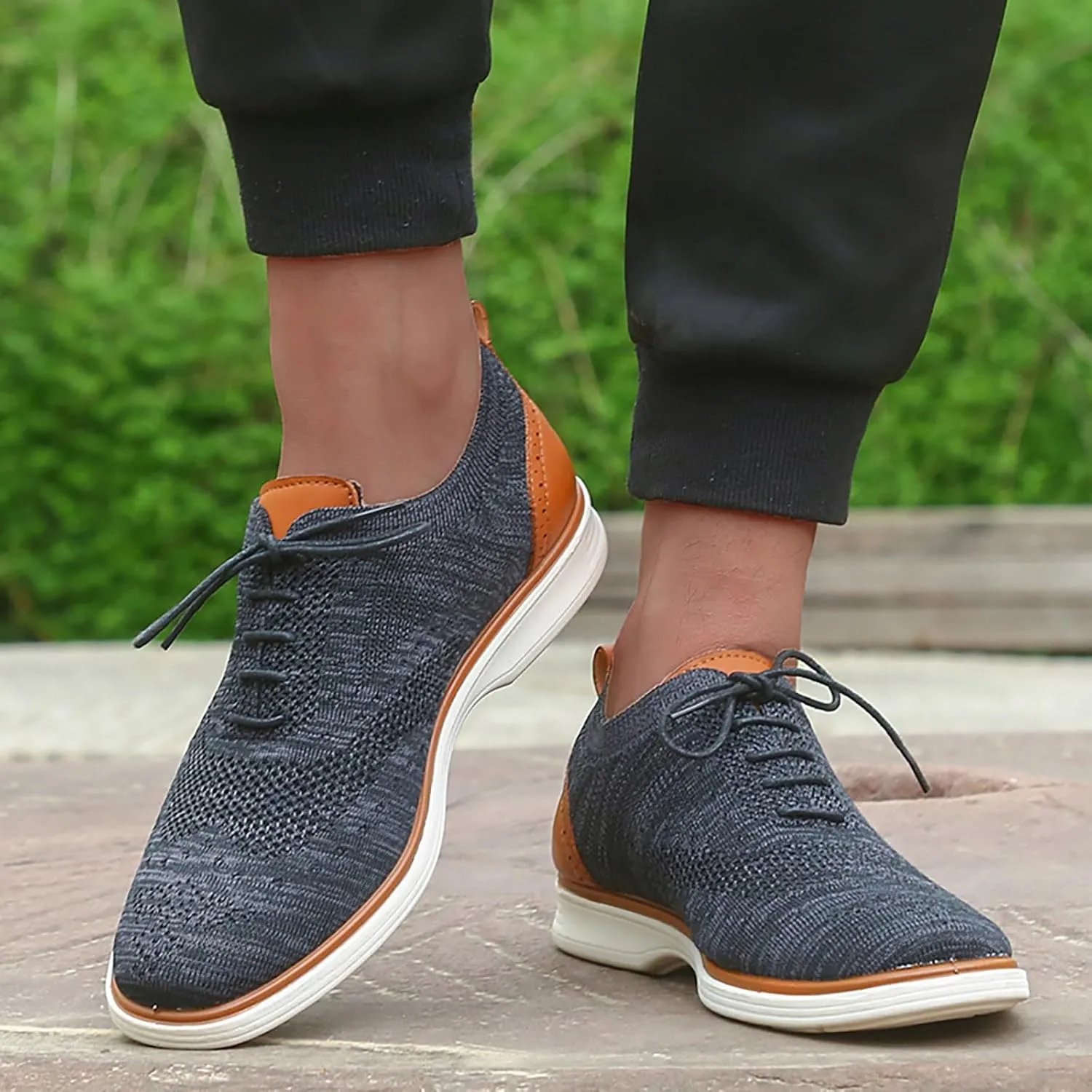 Leisure Men Four Seasons Mesh Non Slip Flat Round Toe Breathable Lace Up Lazy Leisure Shoes Foams Shoes Men