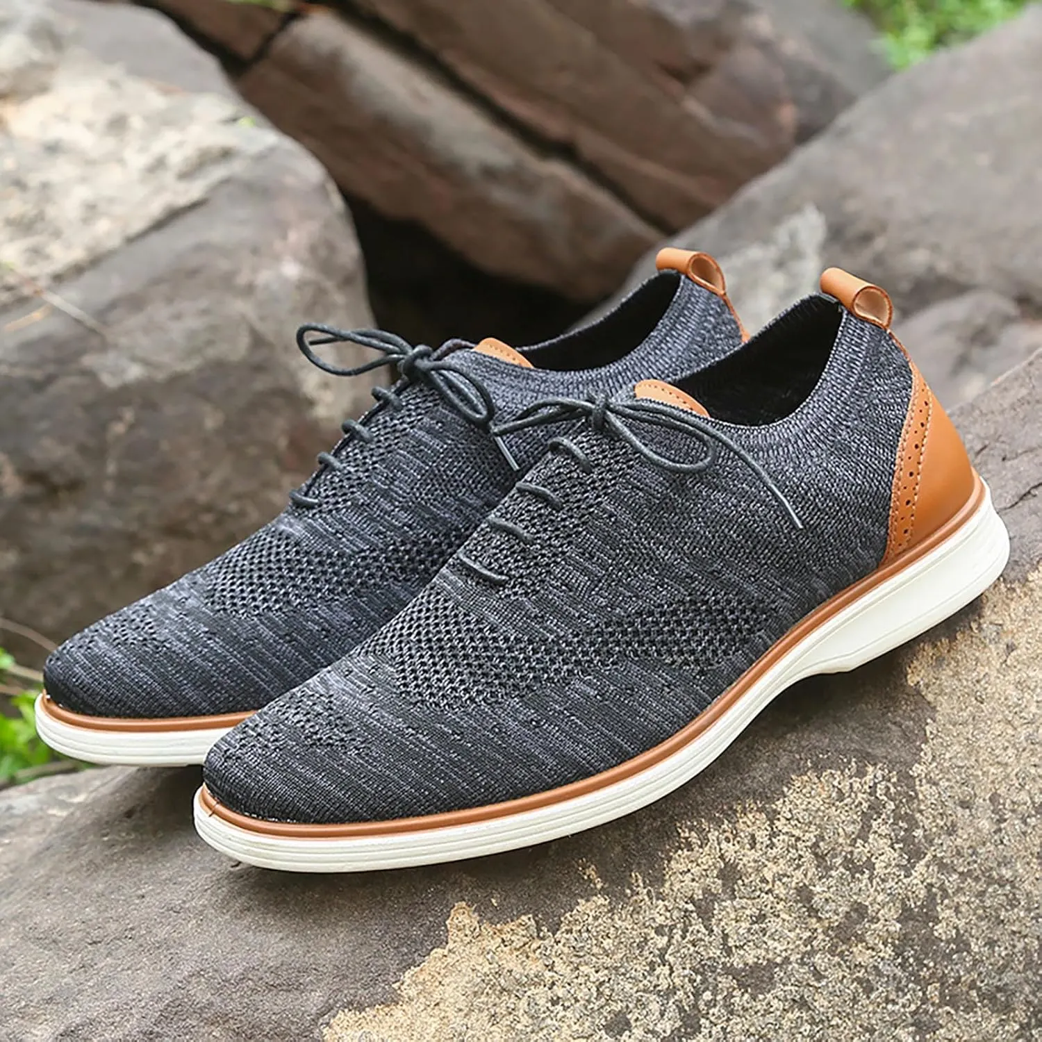 Leisure Men Four Seasons Mesh Non Slip Flat Round Toe Breathable Lace Up Lazy Leisure Shoes Foams Shoes Men