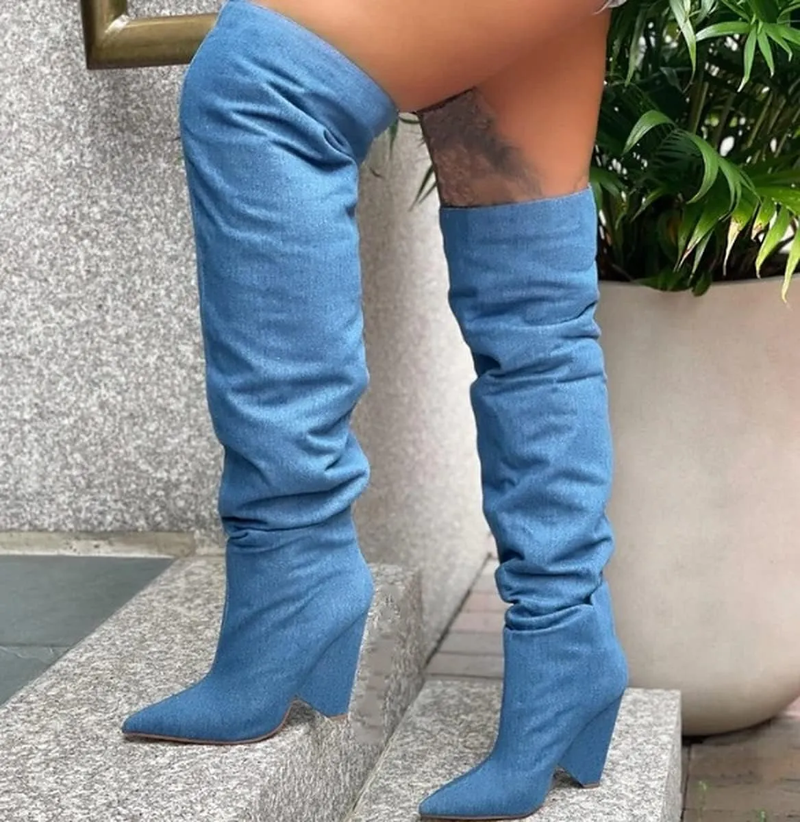 Liliana Women's Over The Knee Thigh High Wedge Heel Boots