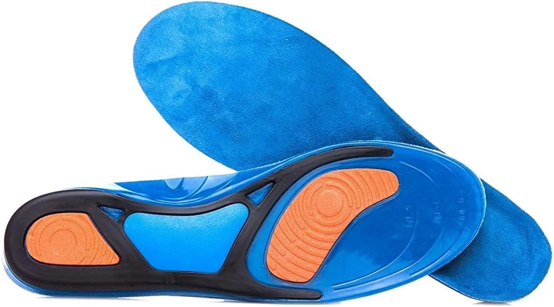 LLIMUE 2 Pieces Silicon Gel Shock Absorption Sport Insoles Breathable Plantar Fasciitis Orthopedic Insoles Massaging