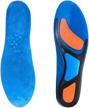 LLIMUE 2 Pieces Silicon Gel Shock Absorption Sport Insoles Breathable Plantar Fasciitis Orthopedic Insoles Massaging